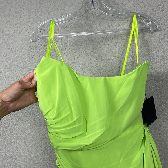 NWT Ieena for Mac Duggal 56005 Draped Skirt Strapless Corset Dress Lime Sz 8 - Picture 7 of 15